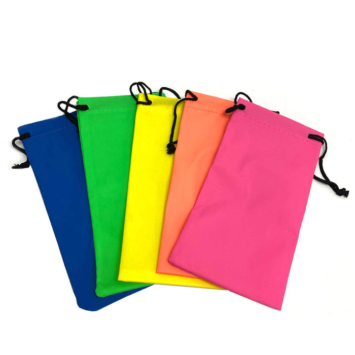 5 Pc Microfiber Bag Pouch for Sunglasses Cleaning Soft Case for Eyeglasses Neon