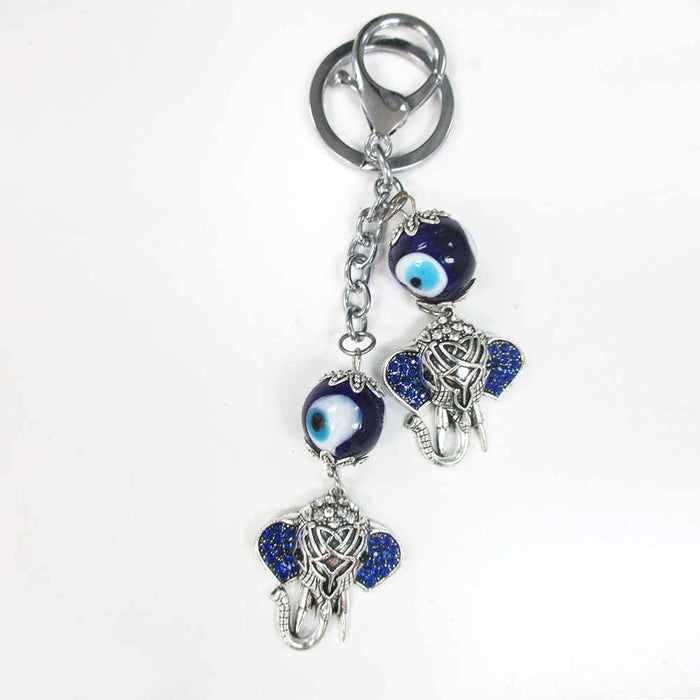 Lucky Eye Turkish Bracelet Nazar Talisman Keyring Good Elephant Keychain Charm