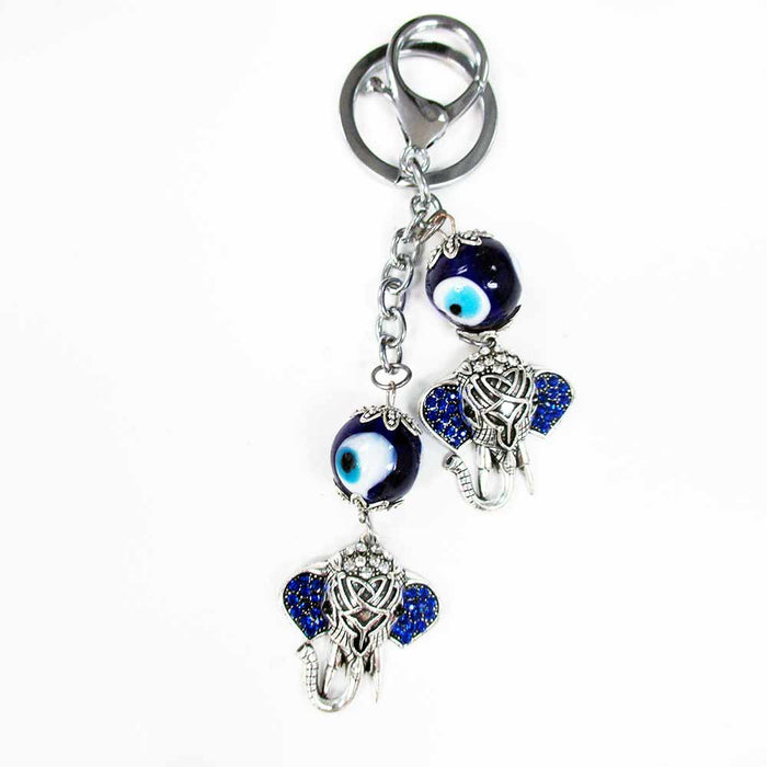 Lucky Eye Turkish Bracelet Nazar Talisman Keyring Good Elephant Keychain Charm