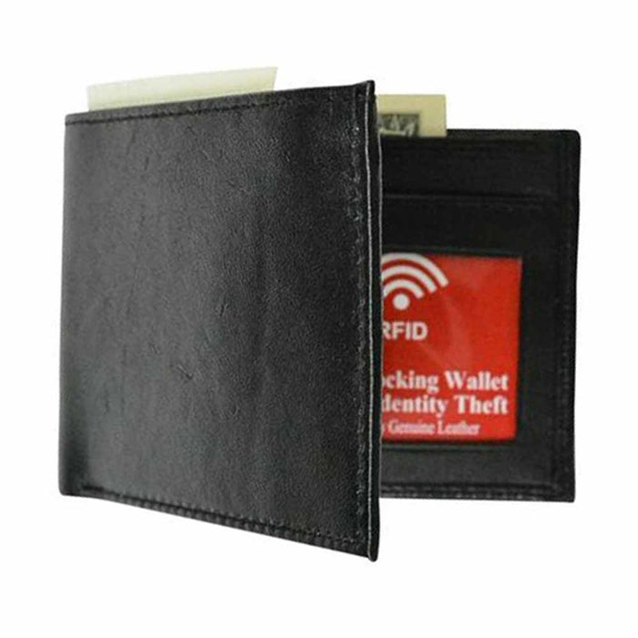 1 Pc Mens RFID Blocking Leather Wallet Money Clip Credit Card Slots Bifold Black