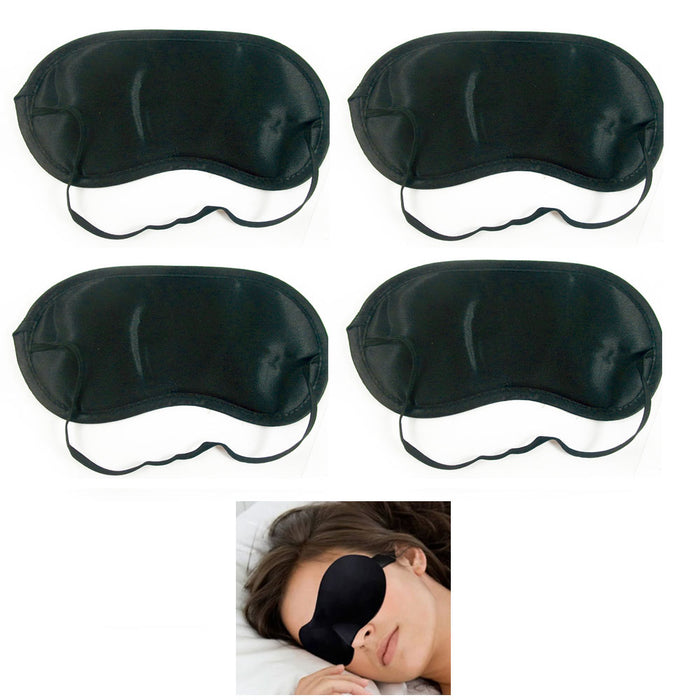 4 Pack Silk Sleep Eye Mask Blindfold Elastic Strap Headband Sleeping Travel Nap