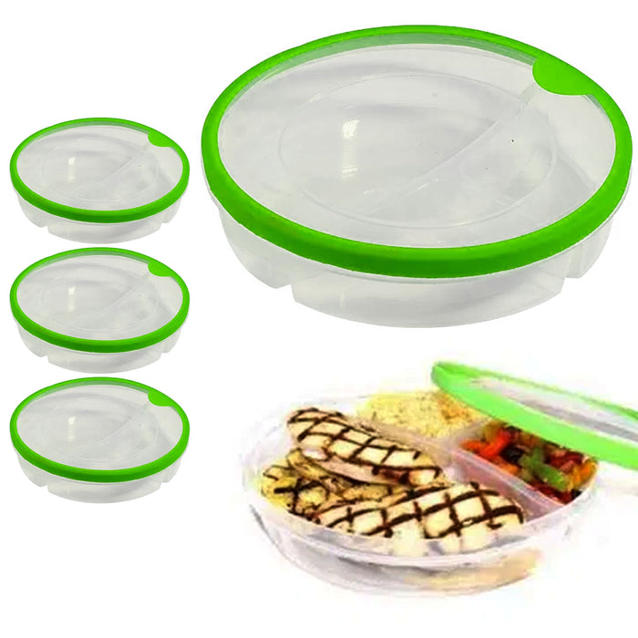 4 Pk Divided Meal Prep Food Storage Container 3 Section BPA Free Microwave Plate