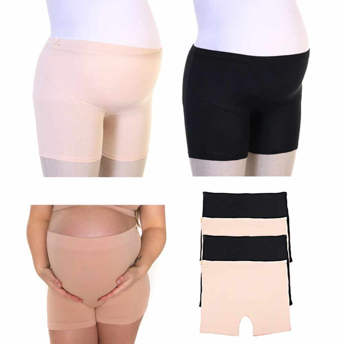 4 Stretch Shorts Modal Maternity Baby Bump Support Underwear Belly Seamless L/XL