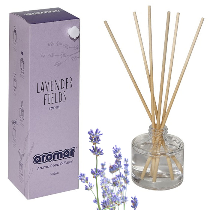 Lavender Fields Premium Rattan Reed Sticks Fragrance Oil Diffuser Aroma 100ml