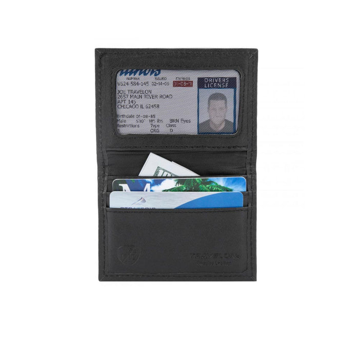 Travelon Wallet Genuine Leather RFID Blocking Credit Card Case Billfod ID Black