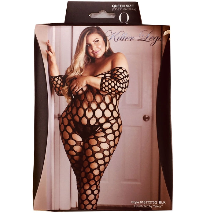 Sexy Lingerie Fishnet Full Body Stocking Mesh Bodysuit Sleepwear Queen Plus Size