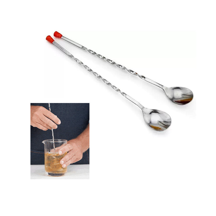 6 X Bar Mixing Spoon Long Stainless Steel Cocktail Muddler Mixed Stir Drinks 12"