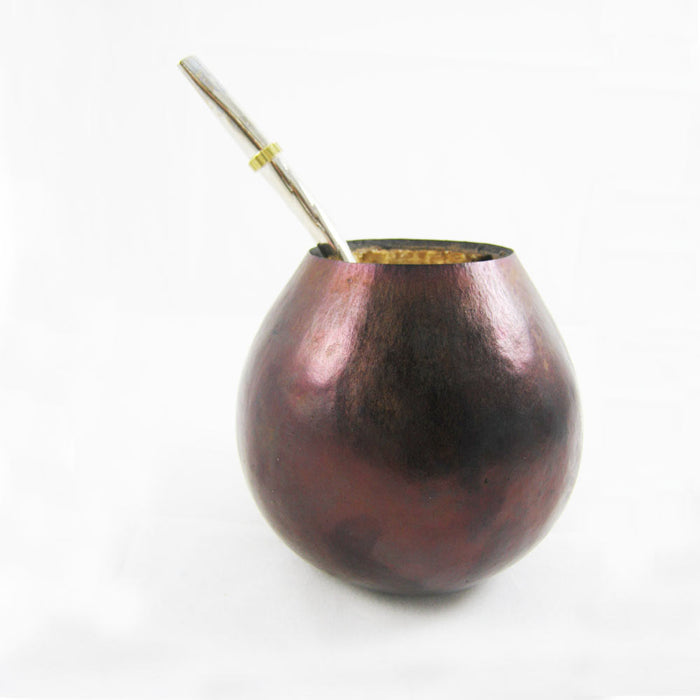 MATE GOURD SPECIAL METALLIC COLOR GOOD FOR  GUT MICROBIOTA DRINKING WITH YERBA OR TEA WITH STRAW