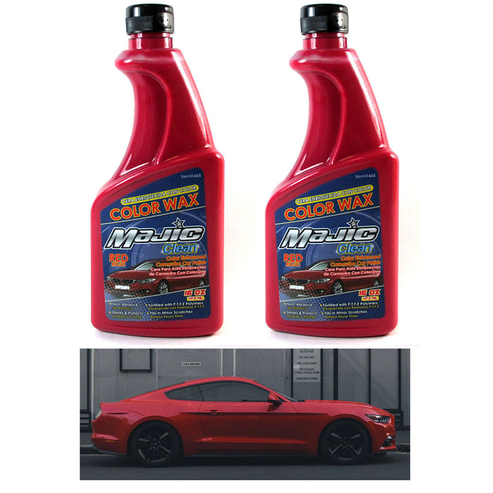 2 Bottle WAX COLOR MAJIC Radiant Red Car Polish Wash Paint Shine 32 OZ