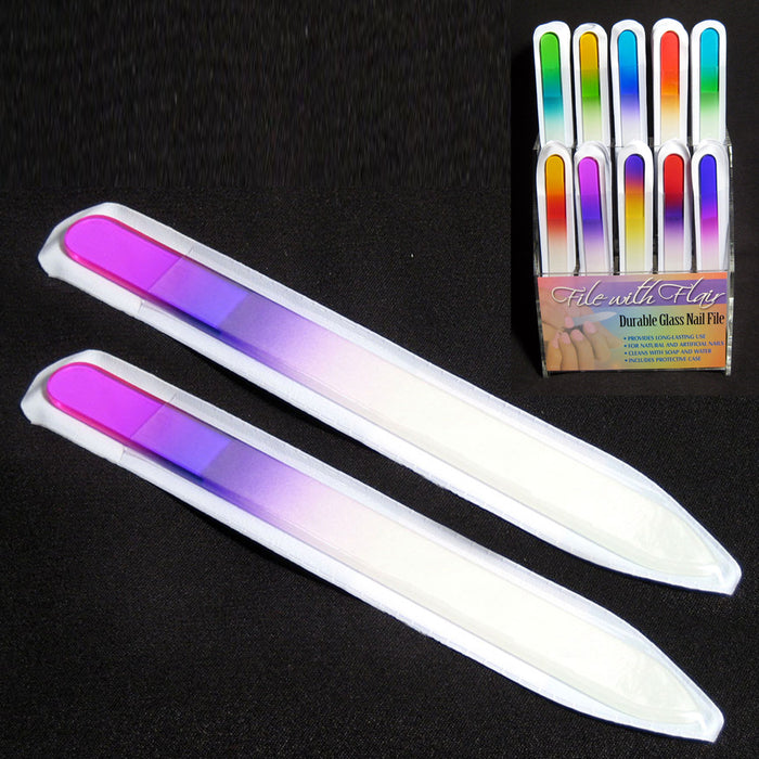 Crystal Glass Nail File with Case Manicure Art Fingernail Buffer Natural Acrylic