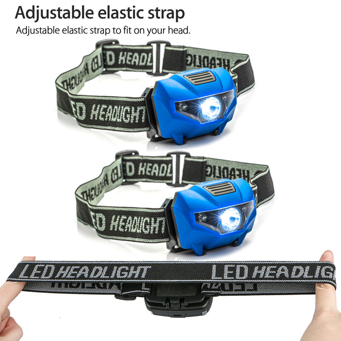 2 x Headlamp Headlight COB LED Night Running Hiking Head Light Lamp Flashlight