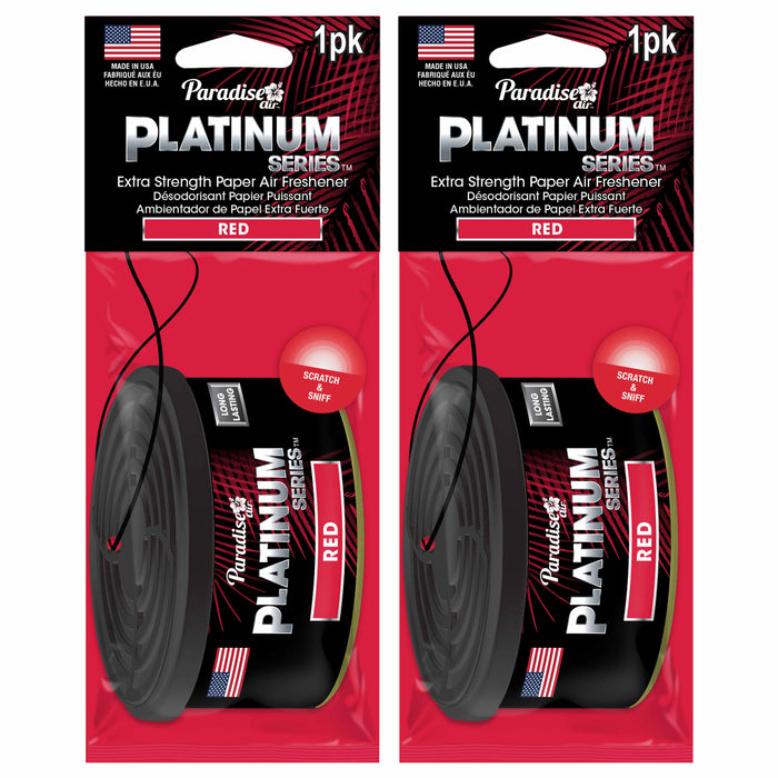 2 Pc Paradise Platinum Air Freshener Hanging Car Auto Aroma Fragrance Scent Red