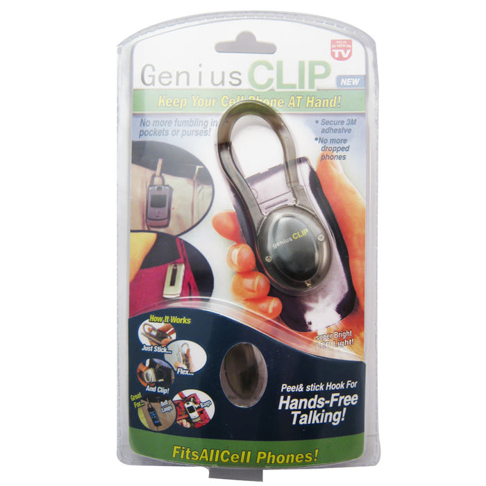 Universal Genius Clip Cell Phone Holder  Led Light Belt Loop Hook As Seen On Tv