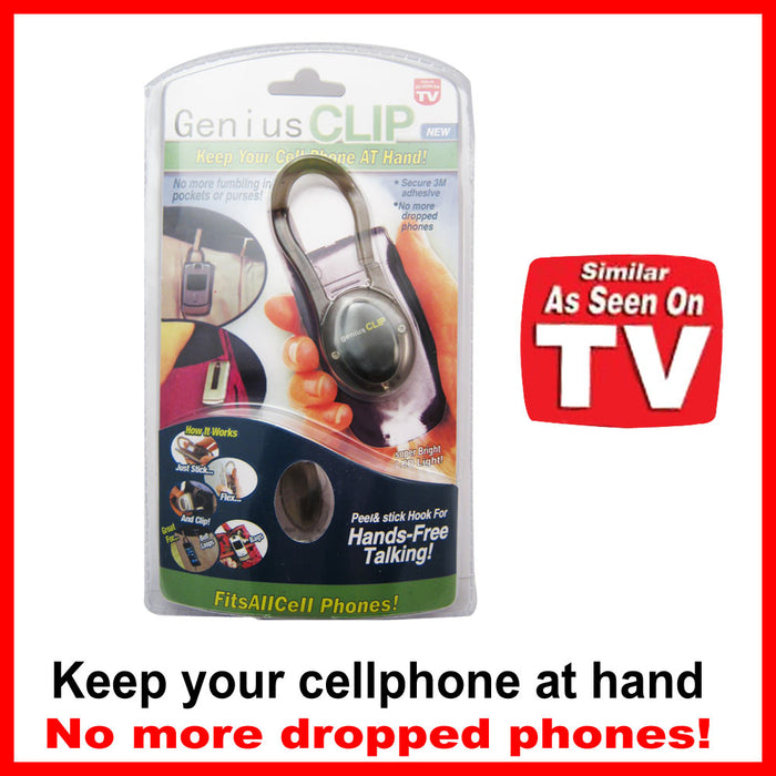 Universal Genius Clip Cell Phone Holder  Led Light Belt Loop Hook As Seen On Tv