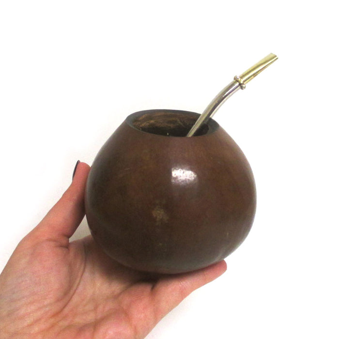 TRADITIONAL ARGENTINE MATE GOURD WITH STRAW BOMBILLA DRINK EASY 3357