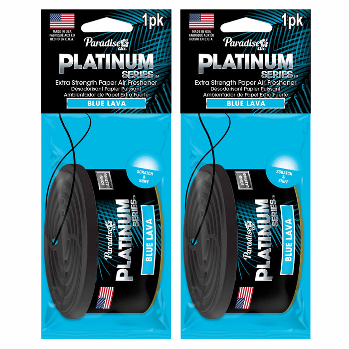 2 Pc Paradise Platinum Air Freshener Hanging Car Aroma Fragrance Scent Blue Lava