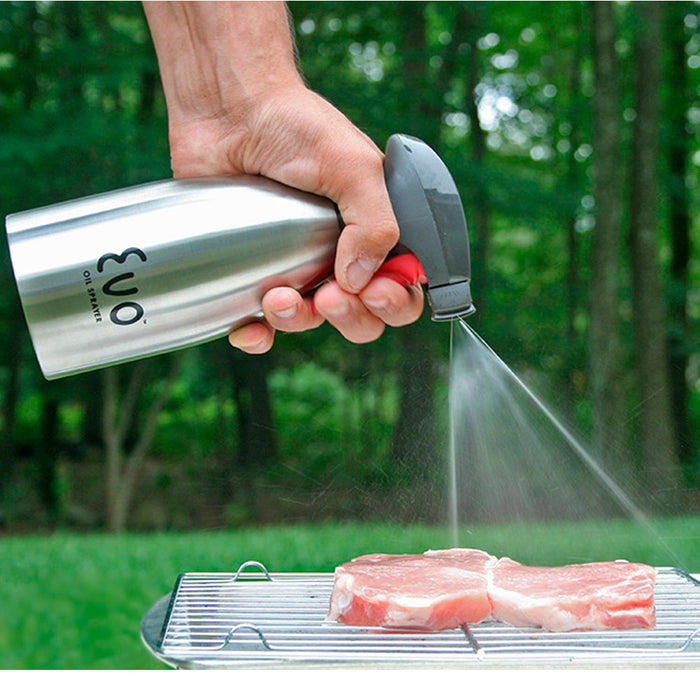 Evo Oil Stainless Steel Trigger Sprayer Bottle Cooking BBQ Kitchen 16 Oz