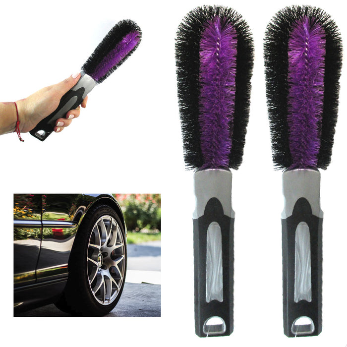 2 Pack Car Wheel Brush Easy Reach Rim Detailing Brush Soft Bristle Auto Tire