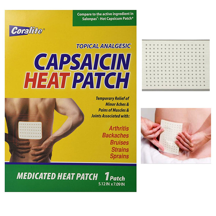 16 Capsaicin Heat Patches Topical Analgesic Medicated Back Arthritis Pain Relief