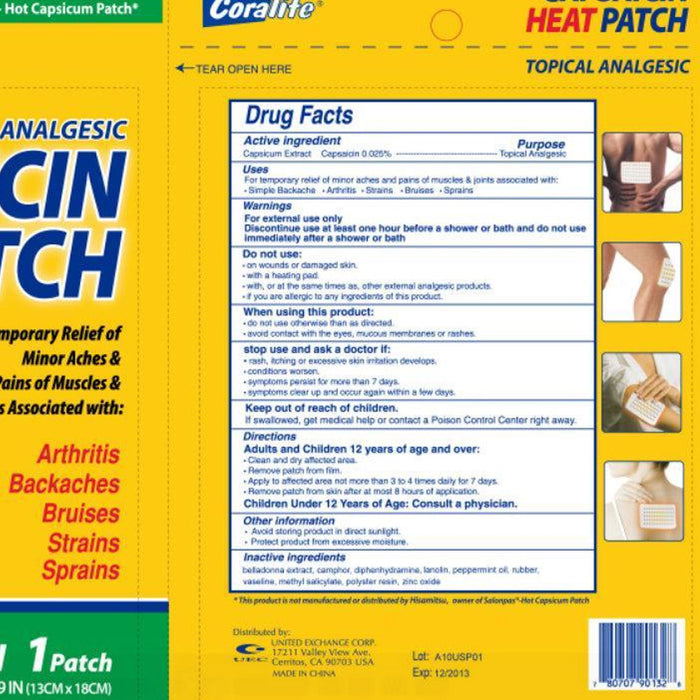 16 Capsaicin Heat Patches Topical Analgesic Medicated Back Arthritis Pain Relief