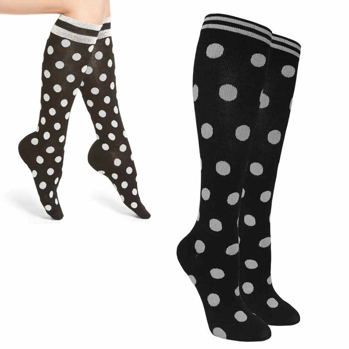 1 PAIR Compression Socks 8-15mmHg Graduated Unisex Support Sports Polka Dot S/M