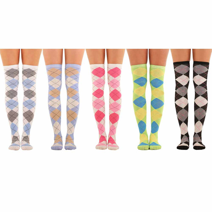 6 Pair Women Girls Long Socks Striped Over The Knee Thigh High Stocking 9-11