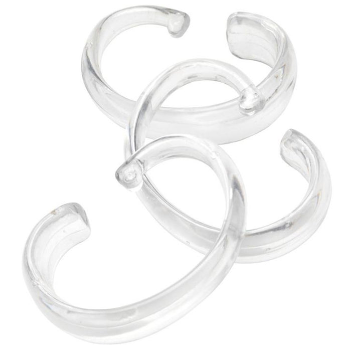 24 Pc Heavy Duty Plastic Shower Curtain Rings Clear Hooks Type C Shaped Rod Bath