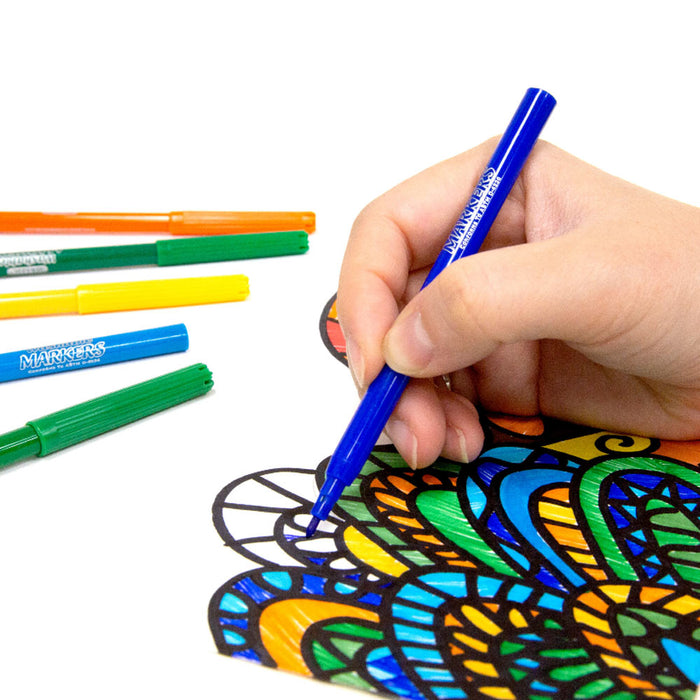 DO NOT UNBLOCK - 32 Pc Coloring Book Set Markers Stress Relieving Washable Pen Drawing Kids Adult