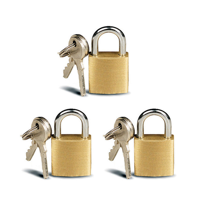 3 Small Metal Padlocks Mini Brass Tiny Box Locks Keyed Jewelry 2 Keys 20mm Safe