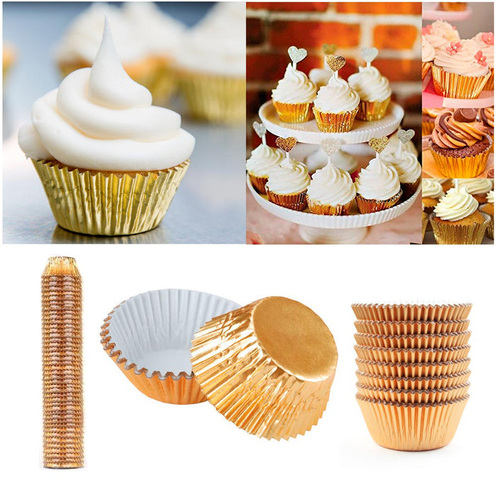 500 Mini Foil Gold Baking Cups Cupcake Muffin Liners Bake Pastry Party Samplers