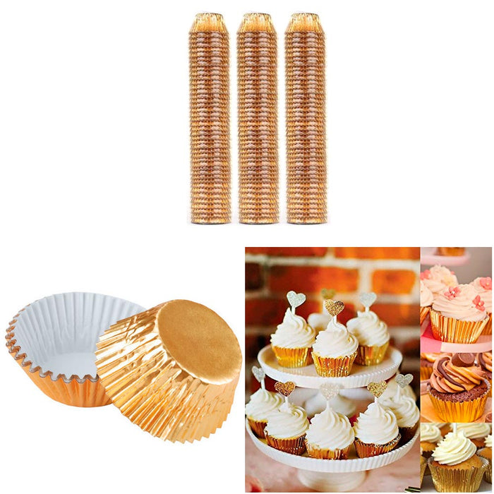 1500 Gold Foil Baking Cups Liners Baking Cake Candy Cookie Cupcakes Decorations