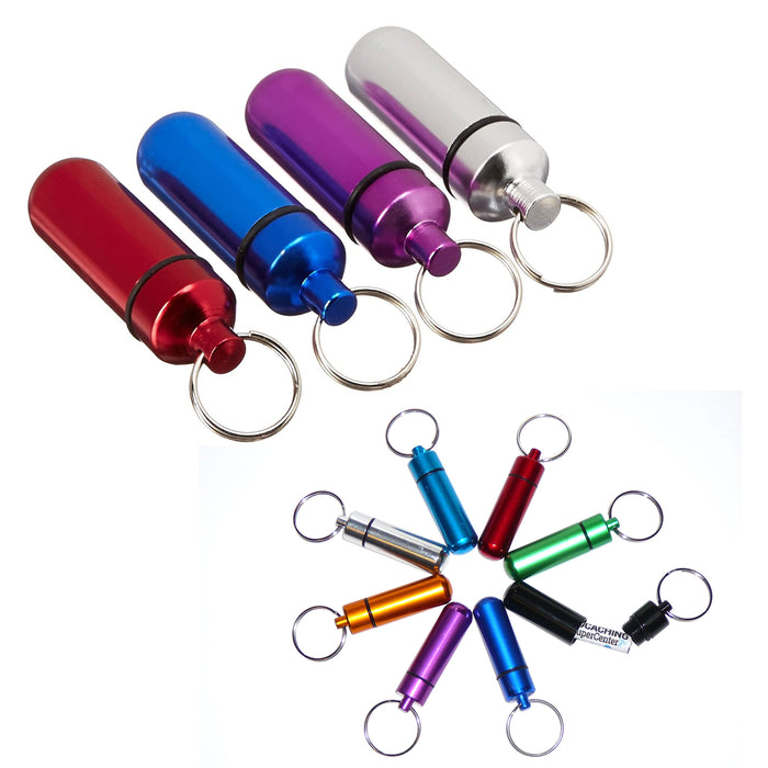 10 PC Lot Pill Holder Case Waterproof Aluminum Geocache Keychain Outdoor Camping