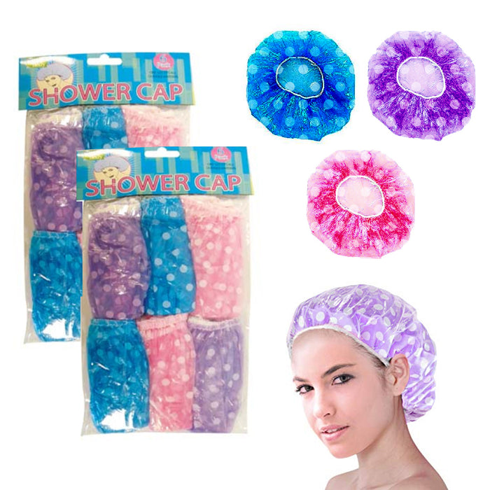 16 Pack Waterproof Shower Caps Elastic Plastic Band Bathing Salon Thick Hair Cap