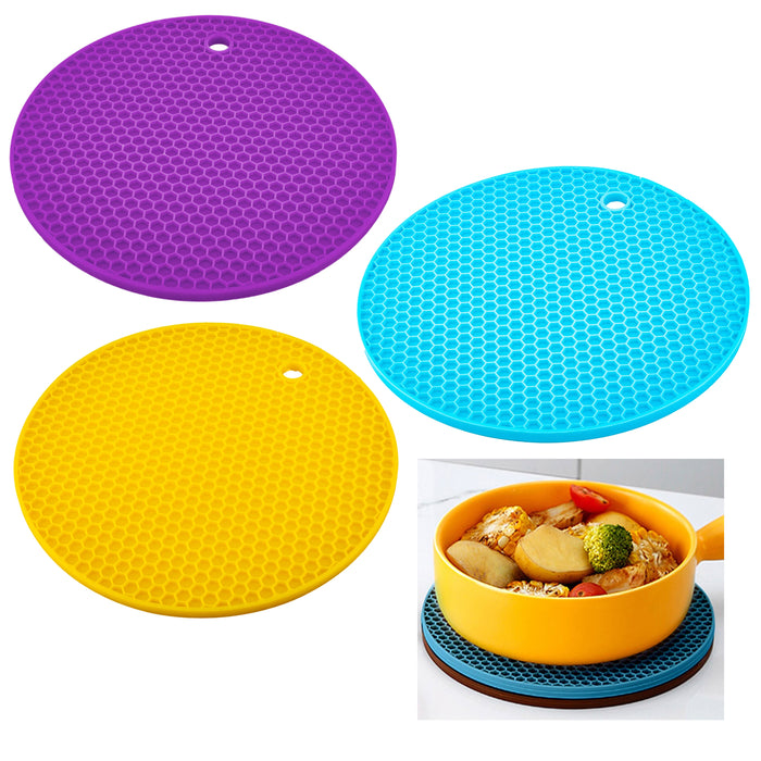 1 Pc Silicone Pot Holder Trivet Mat Heat Resistant Mitts Non-Slip Hot Pad Round