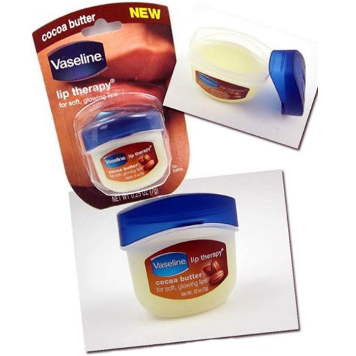 10 Vaseline Therapy Lip Balm .25 Oz Cocoa Butter Flavor Petroleum Jelly Mini Jar