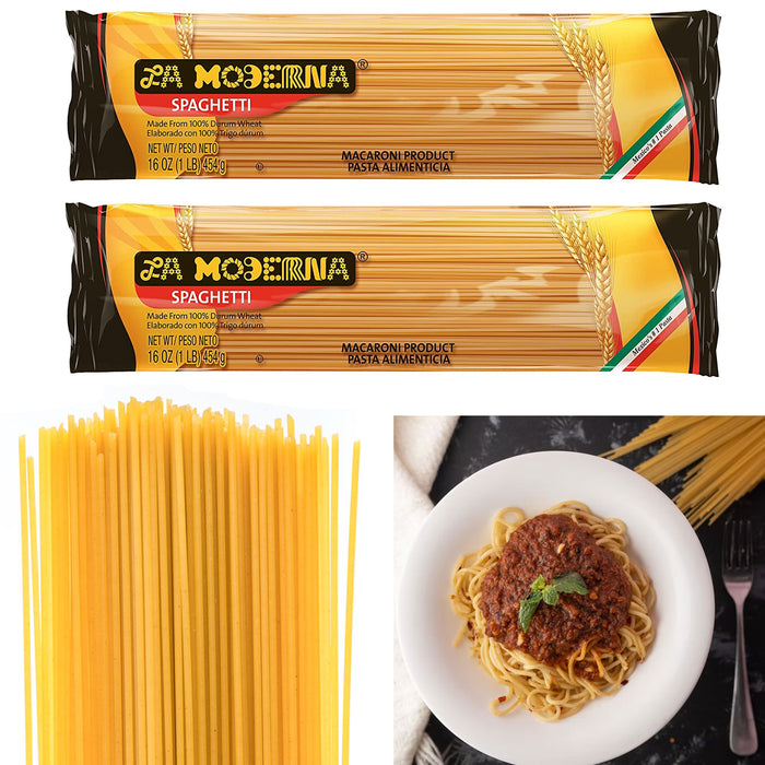 2 Pks Spaghetti Pasta Noodles Carbonara Non GMO 100% Durum Wheat La Moderna 16oz