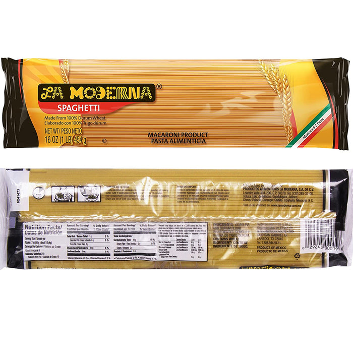 4 Pks La Moderna Spaghetti Pasta Noodles Non GMO 100% Durum Wheat Carbonara 16oz