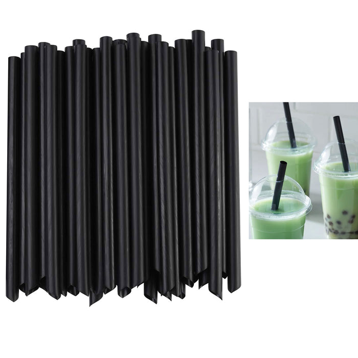 50 Ct Black Jumbo Straws Extra Wide Fat Boba Bubble Tea Drinking Milkshake Party