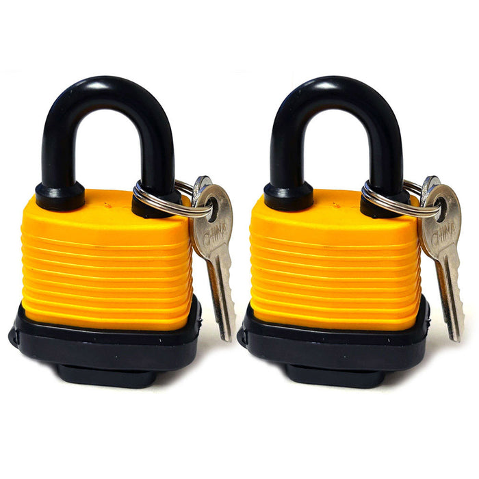 2 Pc Waterproof Padlocks 40mm Heavy Duty Keyed Pad Locks Durable Steel Security