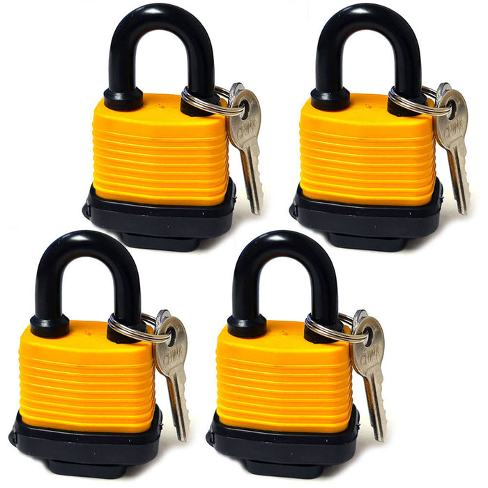 4 Pc Outdoor Heavy Duty Padlocks 40mm Waterproof Keyed Pad Locks Home Security