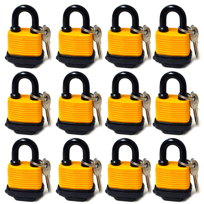 12 Pc Heavy Duty Padlocks 30mm Waterproof Keyed Pad Locks Home Security Durable