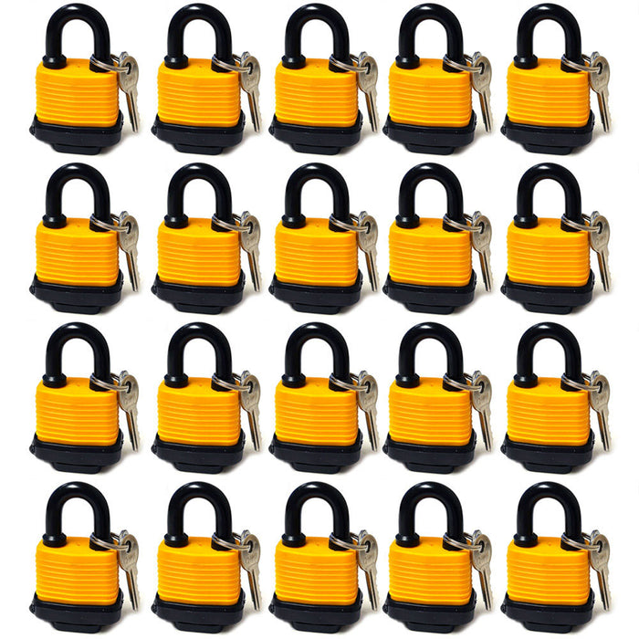 20 Pc Keyed Padlocks Heavy Duty Waterproof 40mm Pad Locks Home Security Outdoor