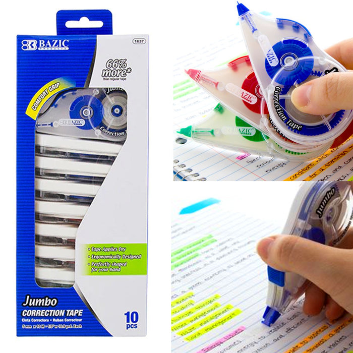 10pc Jumbo Correction Tape Student White Out Roller School Supply Stationery Lot