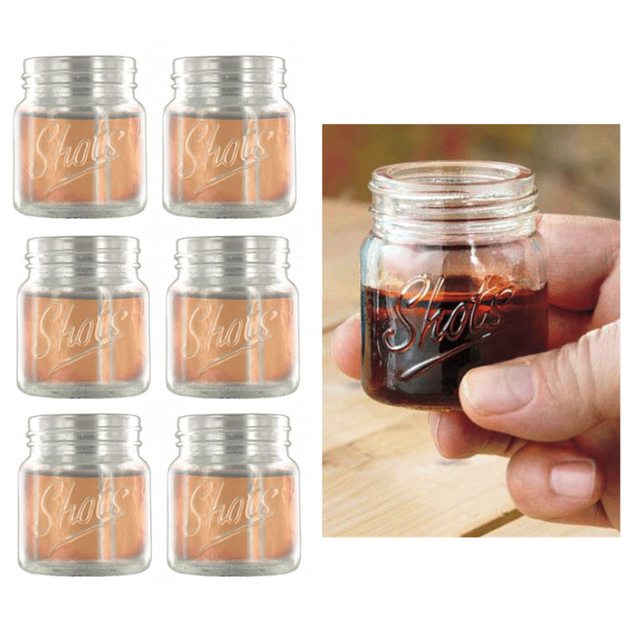 6 Pack Shot Glasses Set Clear Mini Mason Jars Wine Glass Party Cups Catering Bar