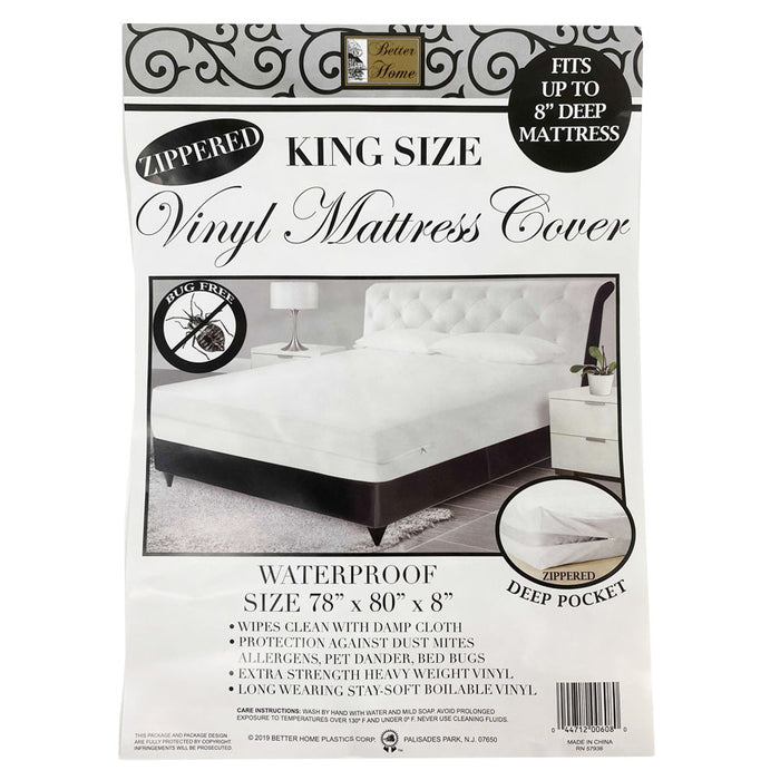 King Size Vinyl Zippered Mattress Cover Protector Dust Bug Allergy Waterproof !