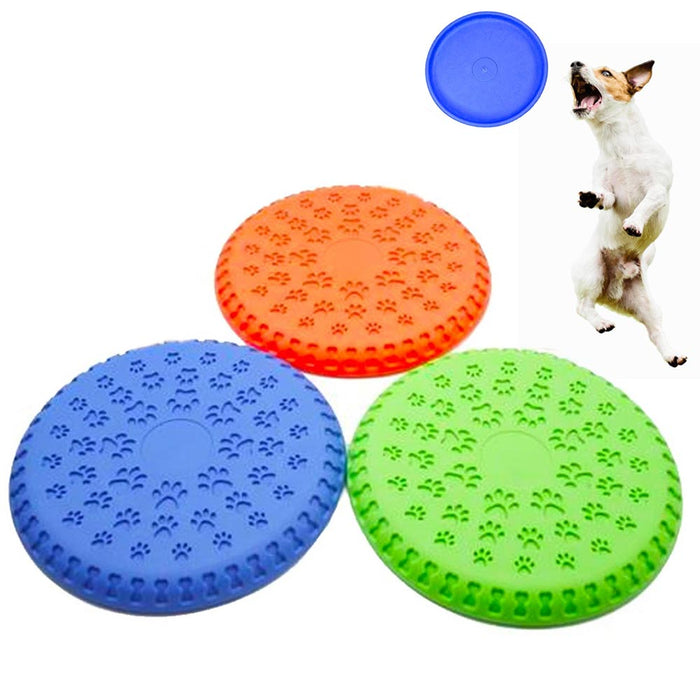 Pet Rubber Flying Disc 9" Catch Dog Fetch Toy Play Exercise Garden