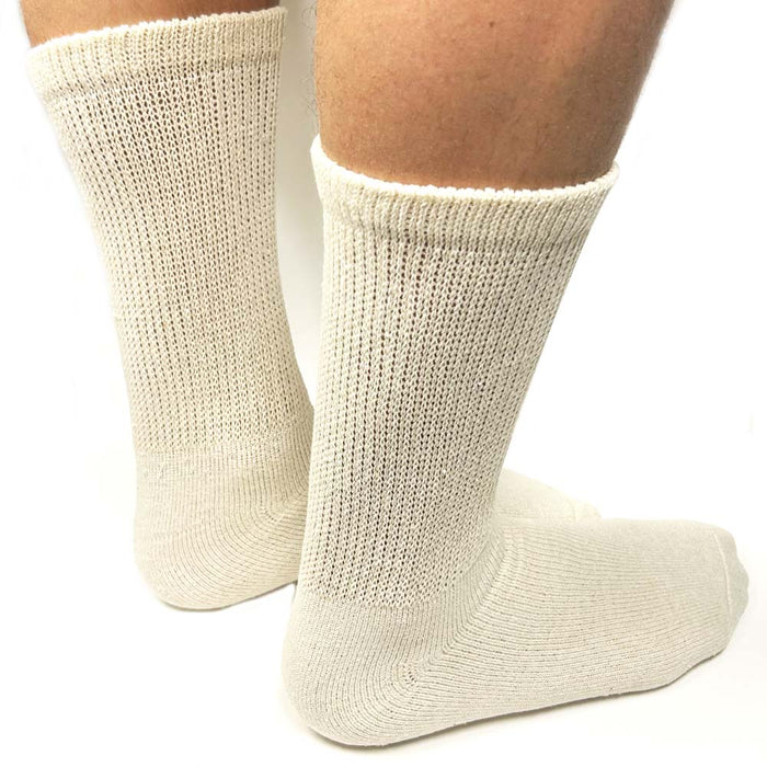 3 Pairs Diabetic Socks Seamless Crew Women Men Circulatory Non Binding 10-13 Tan