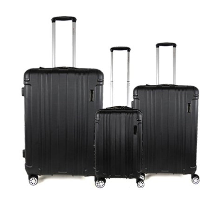 Set of 3 Luggage Set Travel Bag ABS Trolley Spinner Suitcase Lightweight Black