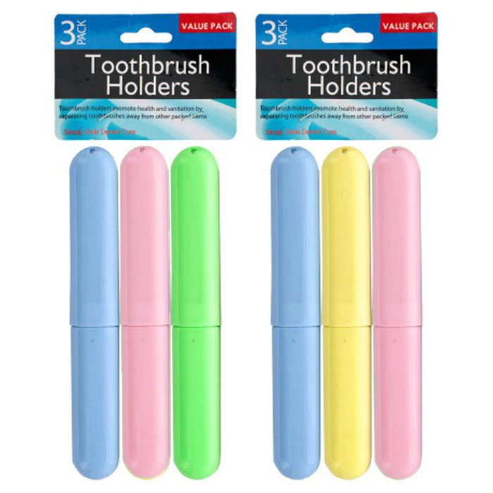 6 Pc Toothbrush Case Holders Travel Cover New Tube Plastic Box Multi Color Set