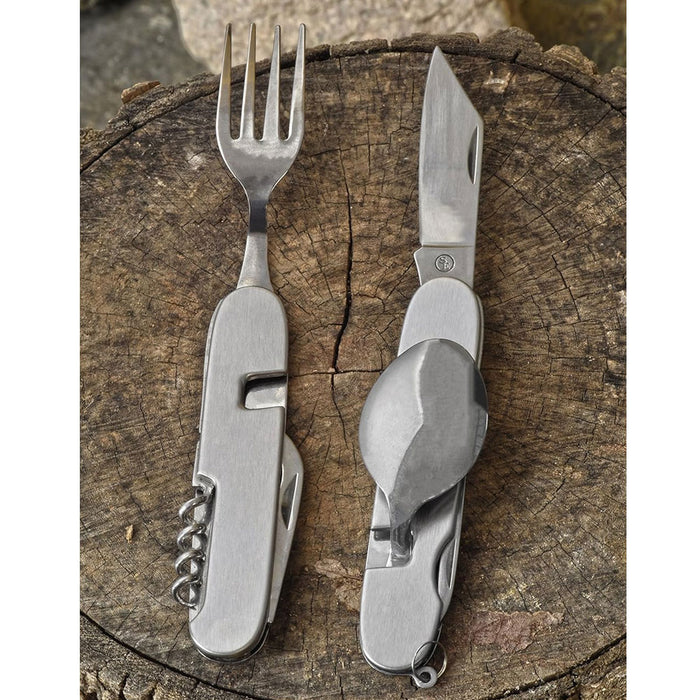 2 Sets Survivor Camping Cutlery Multifunction 7 in 1 Stainless Steel Utensils